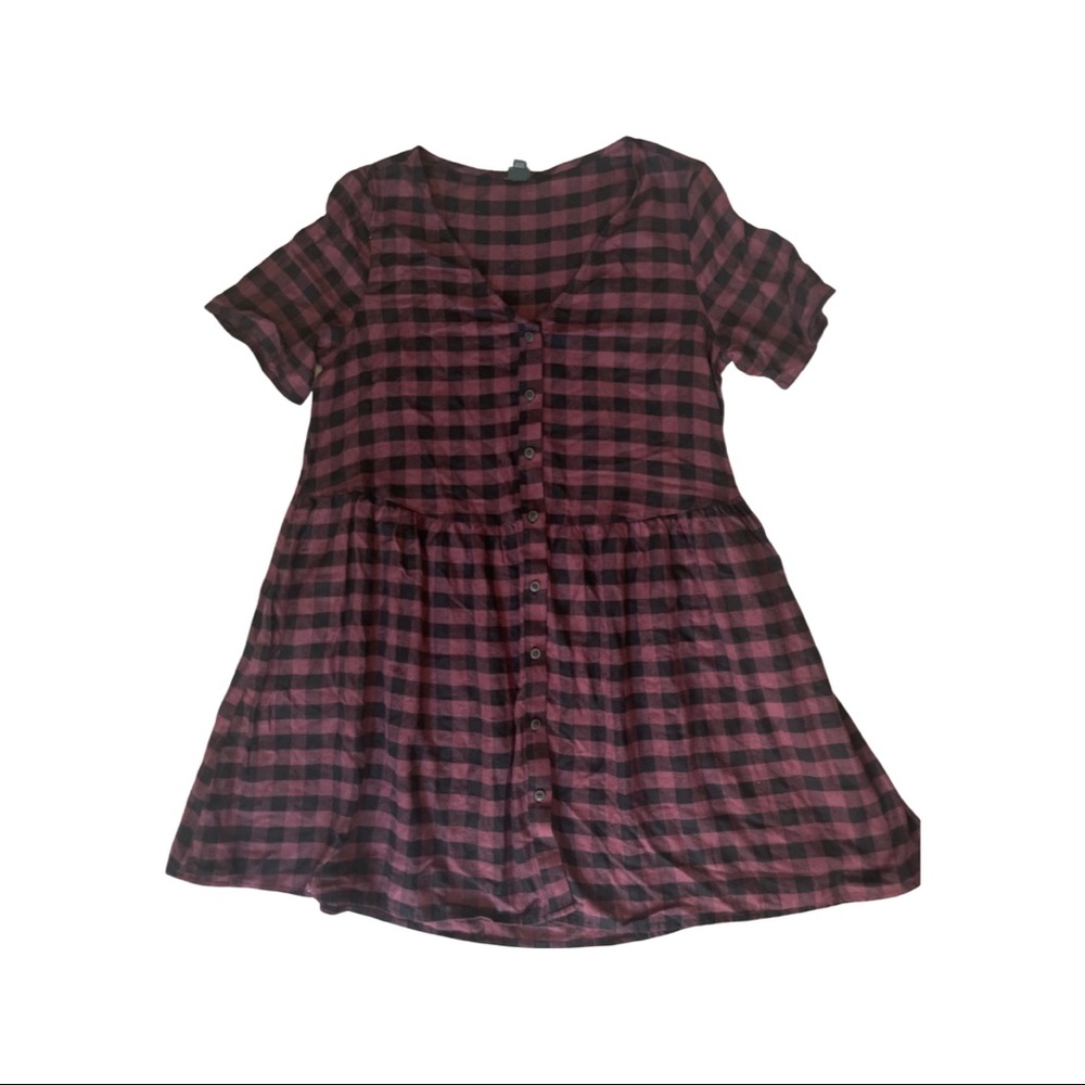 Short sleeve flannel dress